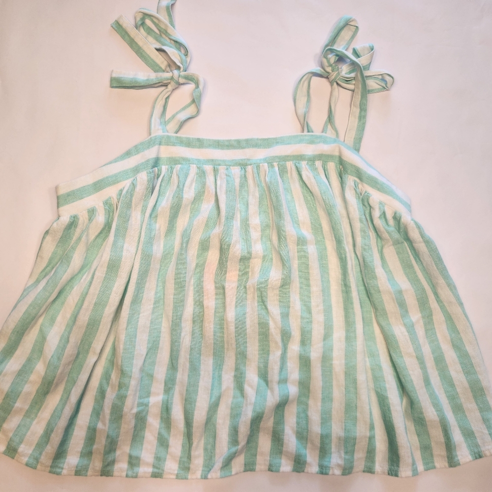 Stoney Clover Lane Women's Green Striped Tie Strap Tank Top Size 1X / XL